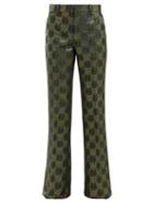 Matchesfashion.com Gucci - Gg Jacquard Flared Trousers - Womens - Green Multi