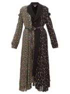 Matchesfashion.com Junya Watanabe - Floral Print Wool Blend And Crepe Coat - Womens - Black Multi