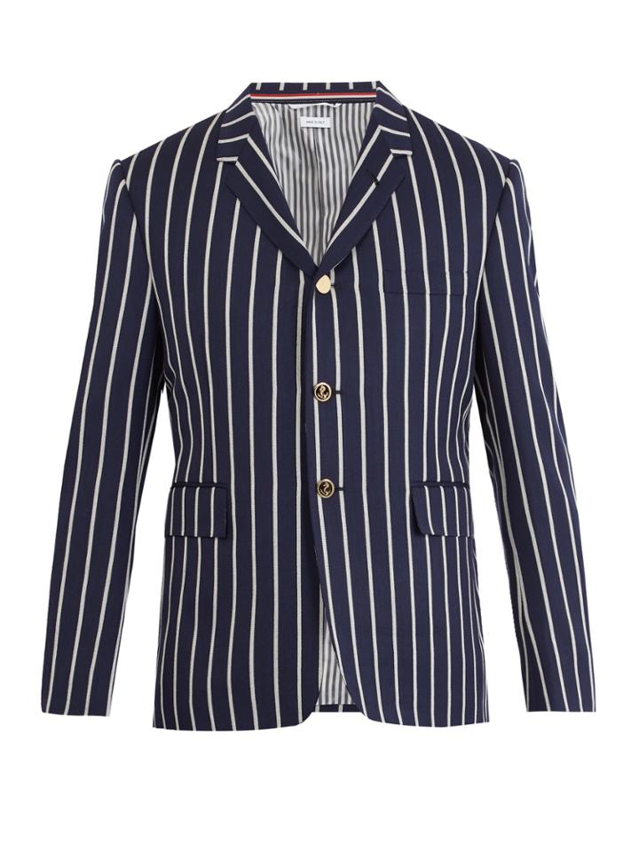 Thom Browne Single-breasted Striped Wool-cotton Blend Blazer