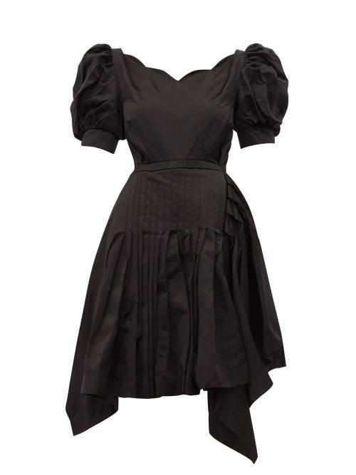 Matchesfashion.com Preen By Thornton Bregazzi - Felixa Scalloped Silk Charmeuse Dress - Womens - Black