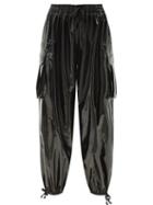 Norma Kamali - Faux-leather Cargo Track Pants - Womens - Black
