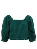 Matchesfashion.com Apiece Apart - Francisca Shirred Trim Cotton Cropped Top - Womens - Dark Green