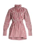 Teija Ruffled-collar Cotton-gingham Shirt