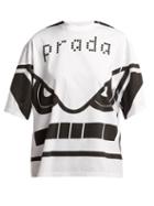 Matchesfashion.com Prada - Face Print Cotton T Shirt - Womens - White Black