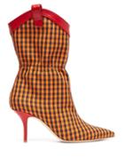 Matchesfashion.com Malone Souliers - Daisy Gingham Check Canvas Boots - Womens - Orange Multi