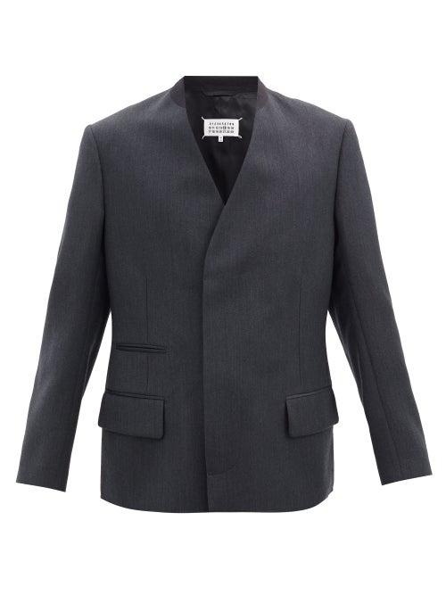 Matchesfashion.com Maison Margiela - Concealed Double-breasted Wool Jacket - Mens - Dark Grey
