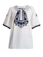 Matchesfashion.com Muzungu Sisters - Eva Embroidered Cotton Top - Womens - White Navy