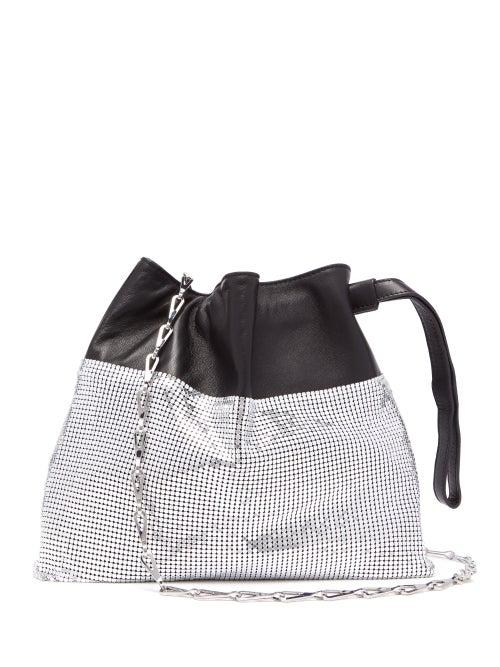Matchesfashion.com Paco Rabanne - Drawstring Chain Mesh And Leather Pouch - Womens - Silver Multi