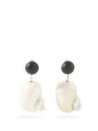 Matchesfashion.com Saint Laurent - Shell Drop Clip Earrings - Womens - White Black