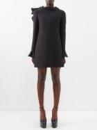Valentino - Crepe Couture Ruffled Wool-blend Dress - Womens - Black