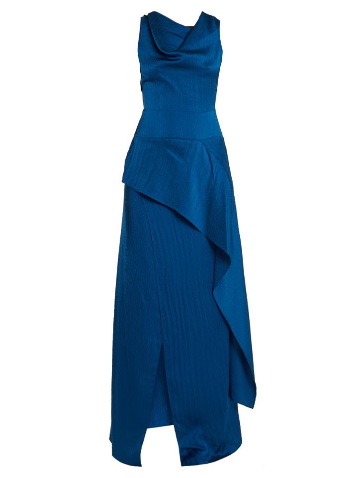 Roland Mouret Alford Hammered Silk-satin Cowl-neck Gown