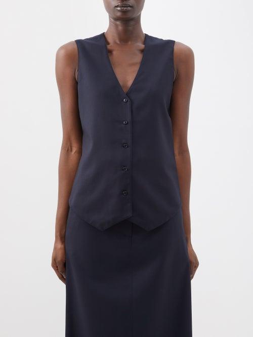 Raey - Soft Tailored Wool Suit Waistcoat - Womens - Navy