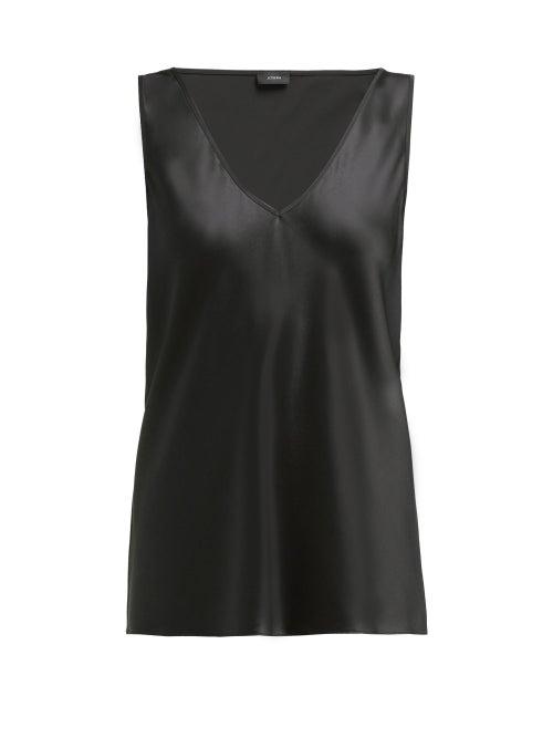 Matchesfashion.com Joseph - Meg V Neck Satin Top - Womens - Black
