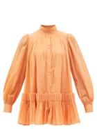 Aje - Pavillion Pleated-cotton Mini Shirt Dress - Womens - Orange