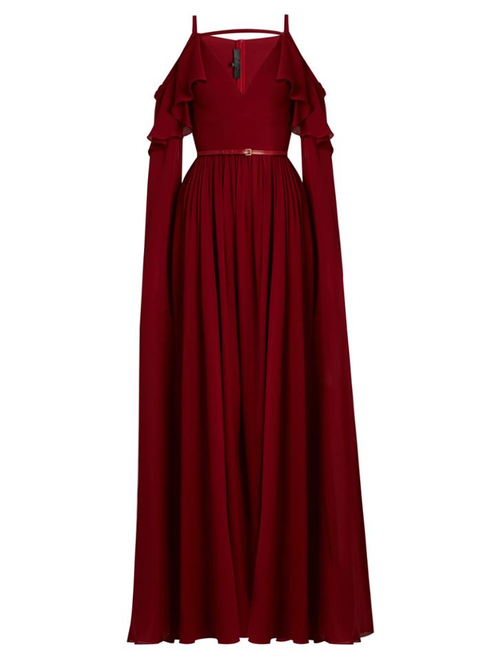 Elie Saab Ruffle-trimmed Cut-out Silk Gown
