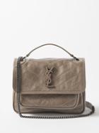 Saint Laurent - Niki Baby Crinkled-leather Cross-body Bag - Womens - Dark Grey