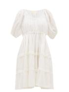 Matchesfashion.com Anaak - Jaipur Pintucked Cotton-voile Dress - Womens - White