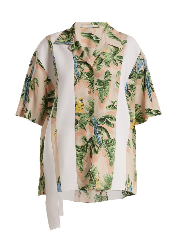 Stella Mccartney Parrot-print Silk Crepe De Chine Shirt