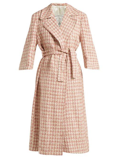 Matchesfashion.com Giuliva Heritage Collection - Linda Tie Waist Tweed Coat - Womens - Pink Multi