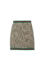 Matchesfashion.com Gucci - Web-stripe Wool-blend Tweed Mini Skirt - Womens - Black Multi