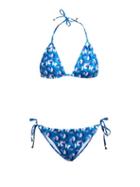 Matchesfashion.com Thorsun - Alex Geometric Print Triangle Bikini - Womens - Blue Multi