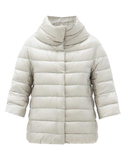 Matchesfashion.com Herno - Aminta Funnel-neck Quilted Down Jacket - Womens - Silver