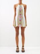 Lolita Jaca - Aglae Embroidered Silk-chiffon Mini Dress - Womens - Multi