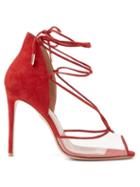 Matchesfashion.com Aquazzura - Magic Peep Toe 105 Suede Sandals - Womens - Red