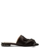 No. 21 Bow-knot Crystal-heel Satin Slipper Shoes