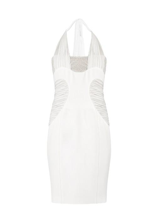 Versace Halterneck Bead-embellished Silk Dress