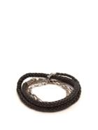 Matchesfashion.com Title Of Work - 5 Wrap Leather And Sterling Silver Bracelet - Mens - Black Multi