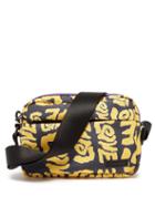 Ganni - Love-print Recycled-fibre Cross-body Bag - Womens - Black Yellow
