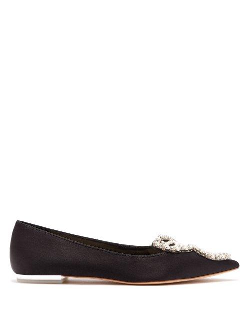 Matchesfashion.com Sophia Webster - Bibi Butterfly Satin Flats - Womens - Black Multi