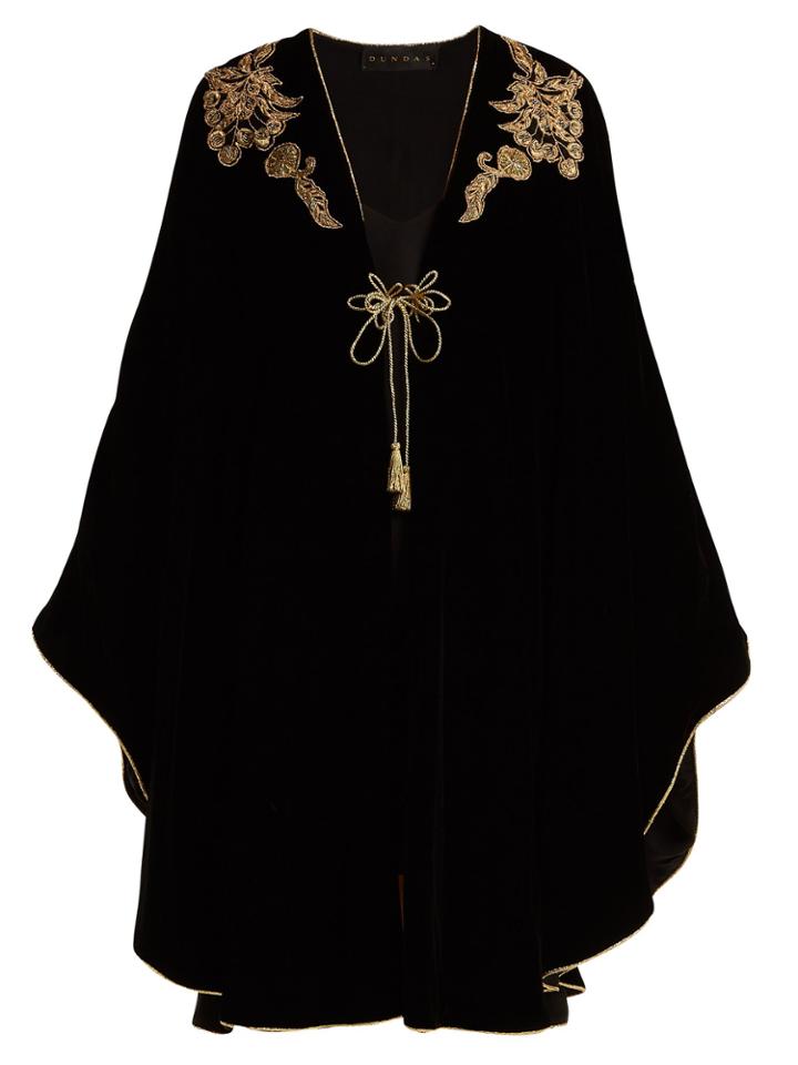 Dundas Bead And Sequin-appliqu Velvet Cape