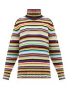 Matchesfashion.com Joostricot - Striped Roll Neck Wool Blend Sweater - Womens - Multi