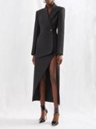 Alexander Mcqueen - Asymmetric Grain De Poudre Suit Skirt - Womens - Black