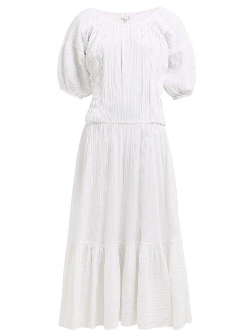 Matchesfashion.com Rhode Resort - Frida Off The Shoulder Cotton Midi Dress - Womens - White