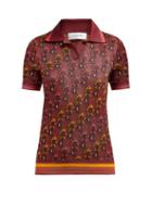 Matchesfashion.com Wales Bonner - Floral Jacquard Cotton Blend Polo Shirt - Womens - Red Multi