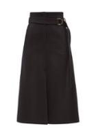 Another Tomorrow - Belted High-rise Cashmere Midi Skirt - Womens - Black