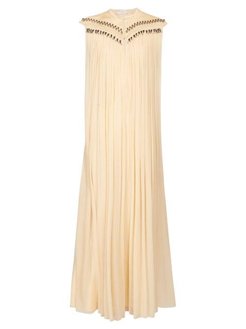 Matchesfashion.com Chlo - Beaded Silk Georgette Gown - Womens - Beige Multi