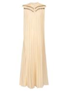 Matchesfashion.com Chlo - Beaded Silk Georgette Gown - Womens - Beige Multi