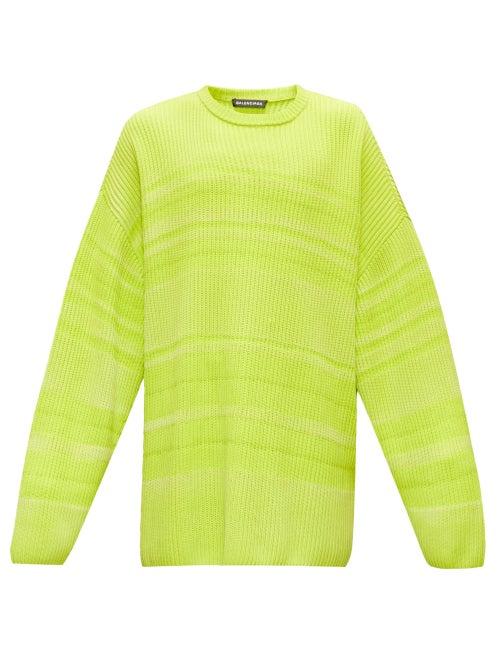Matchesfashion.com Balenciaga - Dropped-sleeve Striped Sweater - Mens - Yellow