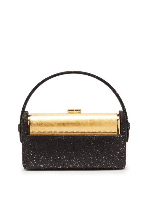 Matchesfashion.com Bienen-davis - Rgine Glitter Brocade Minaudire Clutch - Womens - Black Gold