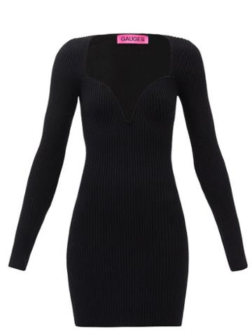 Gauge81 - Mija Sweetheart-neck Merino-blend Mini Dress - Womens - Black