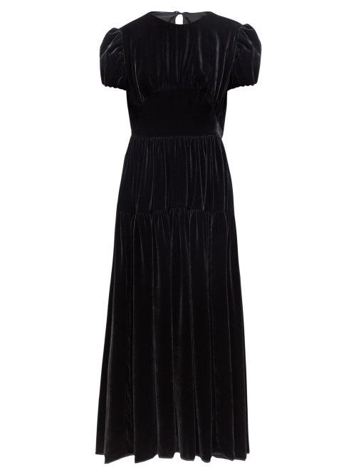 Matchesfashion.com Cecilie Bahnsen - Tia Tiered Velvet Dress - Womens - Black