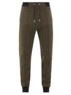 Balmain - Monogram-jacquard Cotton-blend Track Pants - Mens - Green