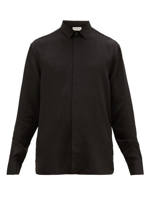 Matchesfashion.com Saint Laurent - Glittered Silk-blend Shirt - Mens - Black