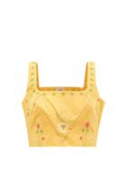 Ladies Beachwear Le Sirenuse, Positano - Cinderella Embroidered Cotton-poplin Cropped Top - Womens - Orange