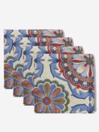 Cabana Magazine - Set Of Four Leonora Floral-print Linen Napkins - Womens - Blue Multi