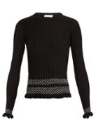 Altuzarra Malou Ruffled-cuff Ribbed-knit Sweater